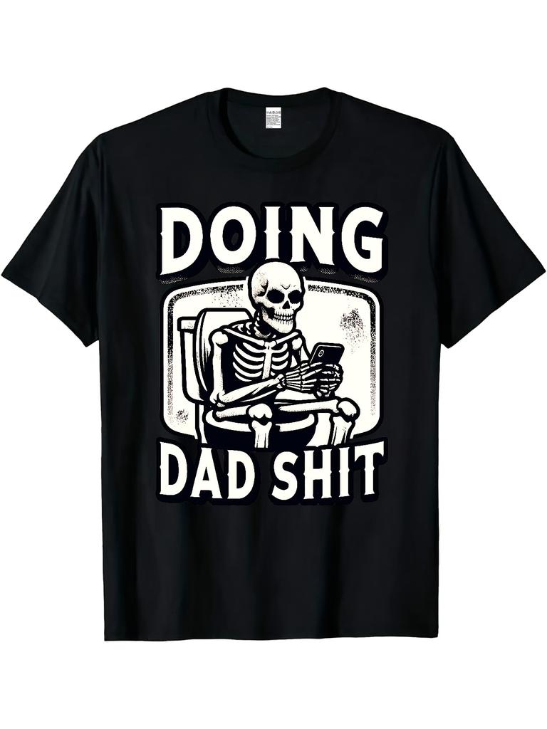 Unisex T-shirt Skull Using the Toilet While Playing with a Phone Doing Dad Stuff Slogan Vintage Street Style Y2K Fa