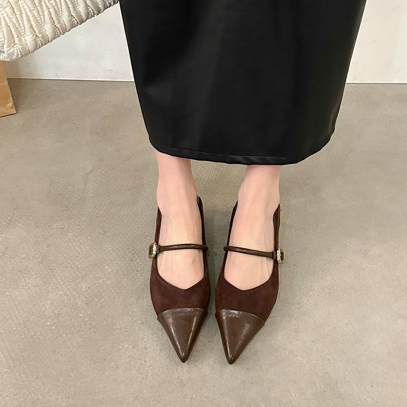 Fashion 2025 New Low Heel Women Mary Jane Shoes Fashion Shallow Pointed Toe Shoes Vintage Spring Outdoor Office Lady Shoes