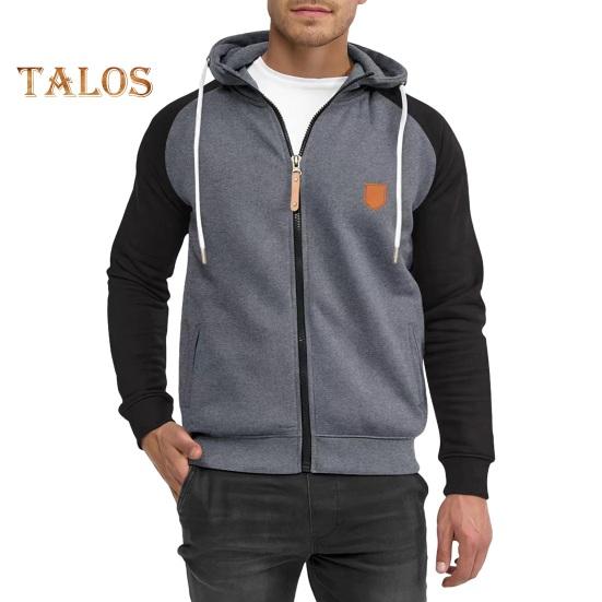 Мужская толстовка с капюшоном на молнии с длинными рукавами