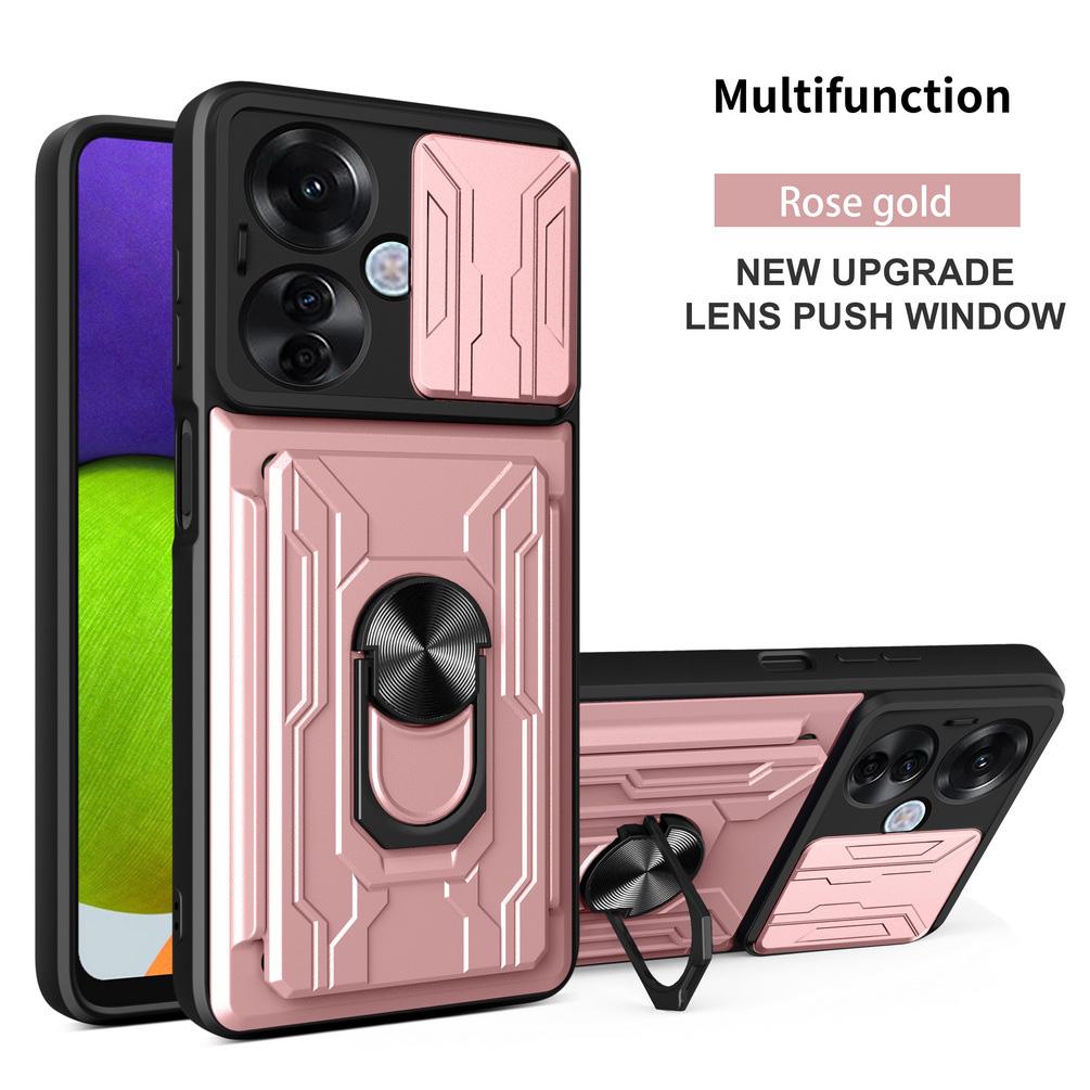 Wallet Card Slot Slide Camera Protect Case for Reno 11F Reno 11 10 Pro Reno 8T 8 Pro 8Z + 7 Lite 7Z 6 5G 5 Armor Hybrid Magnetic Ring Holder Cover