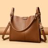 2025 Solid Color Shoulder Bag for Women High-quality Soft Leather Casual Tote Bag Ladies Vintage Crossbody Messenger Handbag Sac