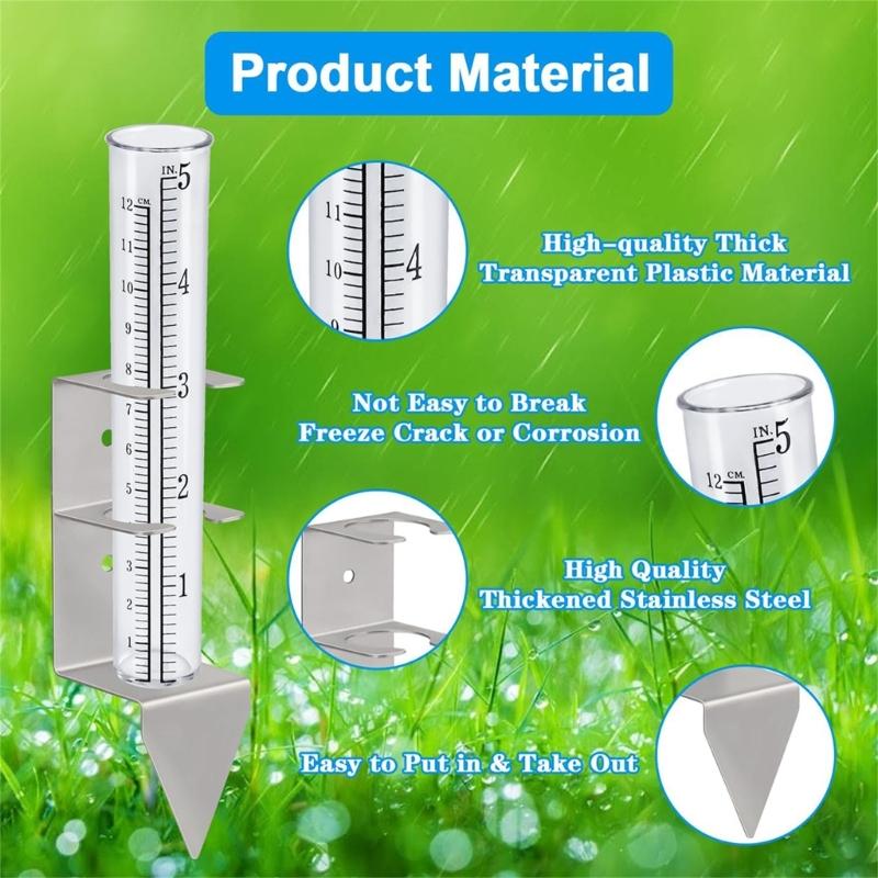 strong  Plastic Rain Gauges Replacement Tubes with Support Upgrades for Outdoor Garden Agriculture Meteorological Use