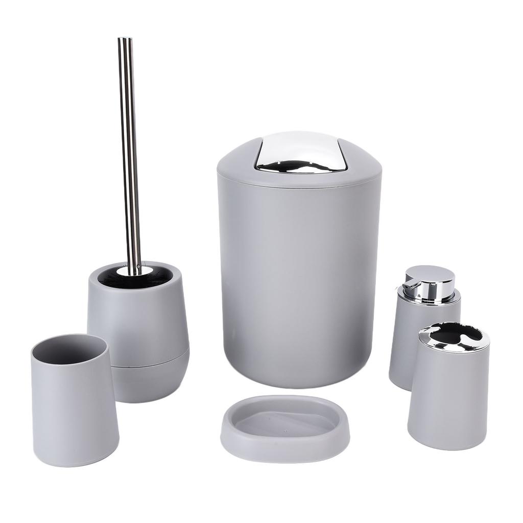 6Pcs Set Bathroom Accessories Set Electroplating Toothbrush Holder Trash Can Kit for Home