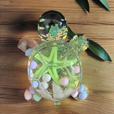 Cute Oil Quicksand Mini Turtle Ornament Miniatures Starfish Turtle Ornament Resin Craft Flashing Turtle Ornament Gift