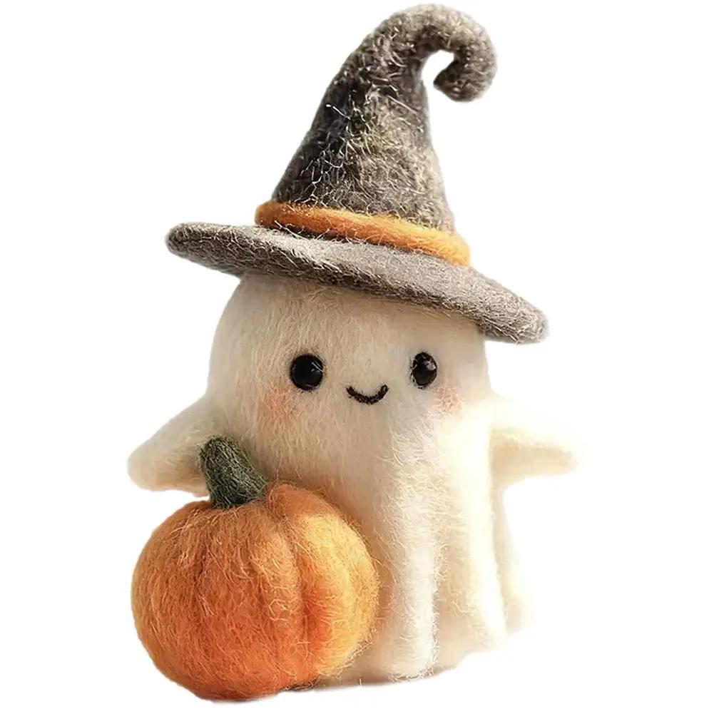 

New Home Decoration Handmade Knitted Witch Ghost Doll Ornament Cute Pumpkin Ghost Keychain for Bag Pendant Christmas O3B8
