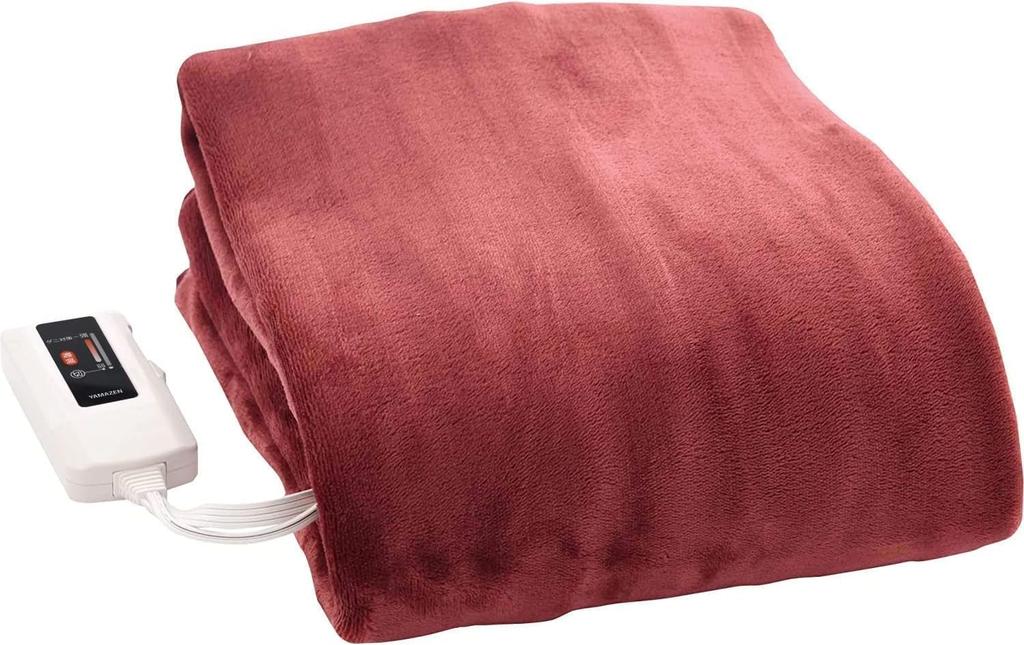 YAMAZEN Electric Blanket, 140 X 80 Cm, Single Size, Washable, Soft Flannel, Anti-mite Function, Infinite Temperature Control, Burgundy, YMS-FK34(EN)