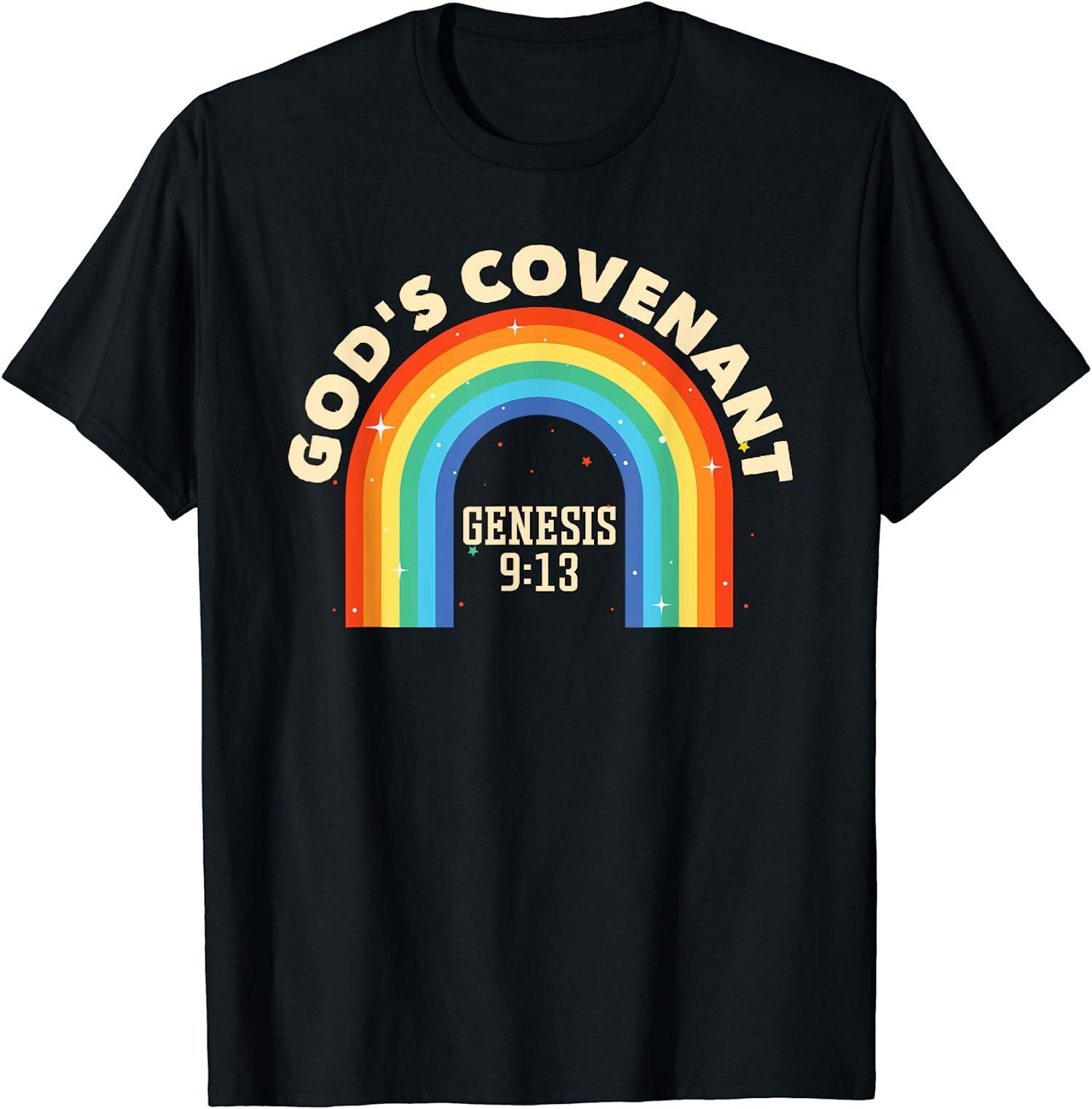 NEW! Rainbow God s Covenant Genesis 9:13 Bible Christian T-Shirt - MADE IN USA S разноцветный