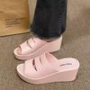 Women's Wedges Hollow Out Peep Toe Slippers Thick Sole Non Slip Injection Molding Home Slippers Light Outdoor Slippers Sandals