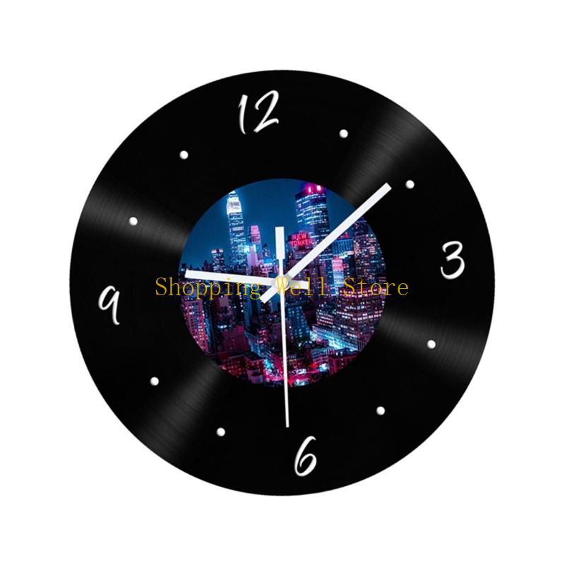 KX4B Silents Mechanism Wall Clock Light in Weight Retro Decors Bedroom Living