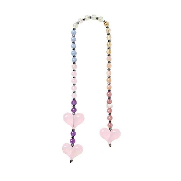 

Charming Pink Heart Keychain Versatile Pink Heart Bag Charm Beaded Hanging Pendant For Keys, Phones Or Gifts фіолетовий/рожевий