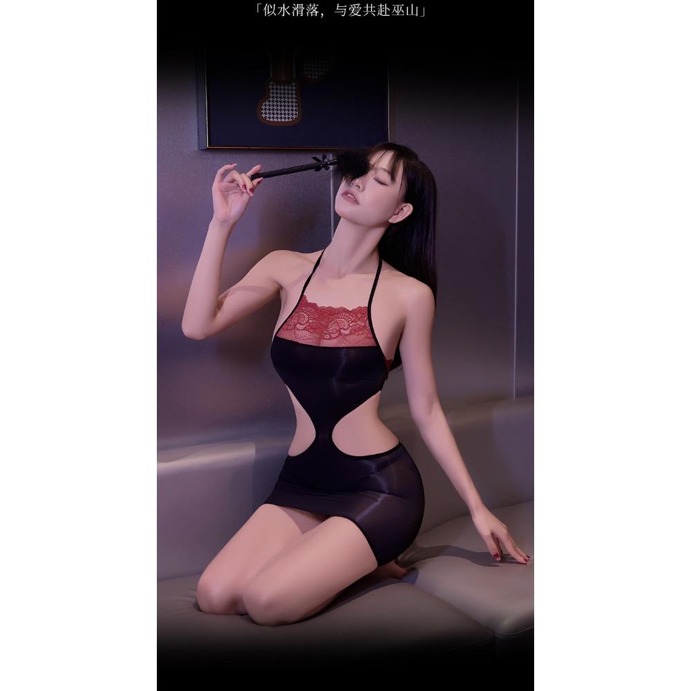 Hollow Waist Sexy Lace Belly Pocket Oily Hip Skirt Thin Temptation Suspender One-piece Horse Oil Stockings Sexy Underwear