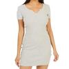Womens/Ladies Ribbed Notch Neck Mini Dress