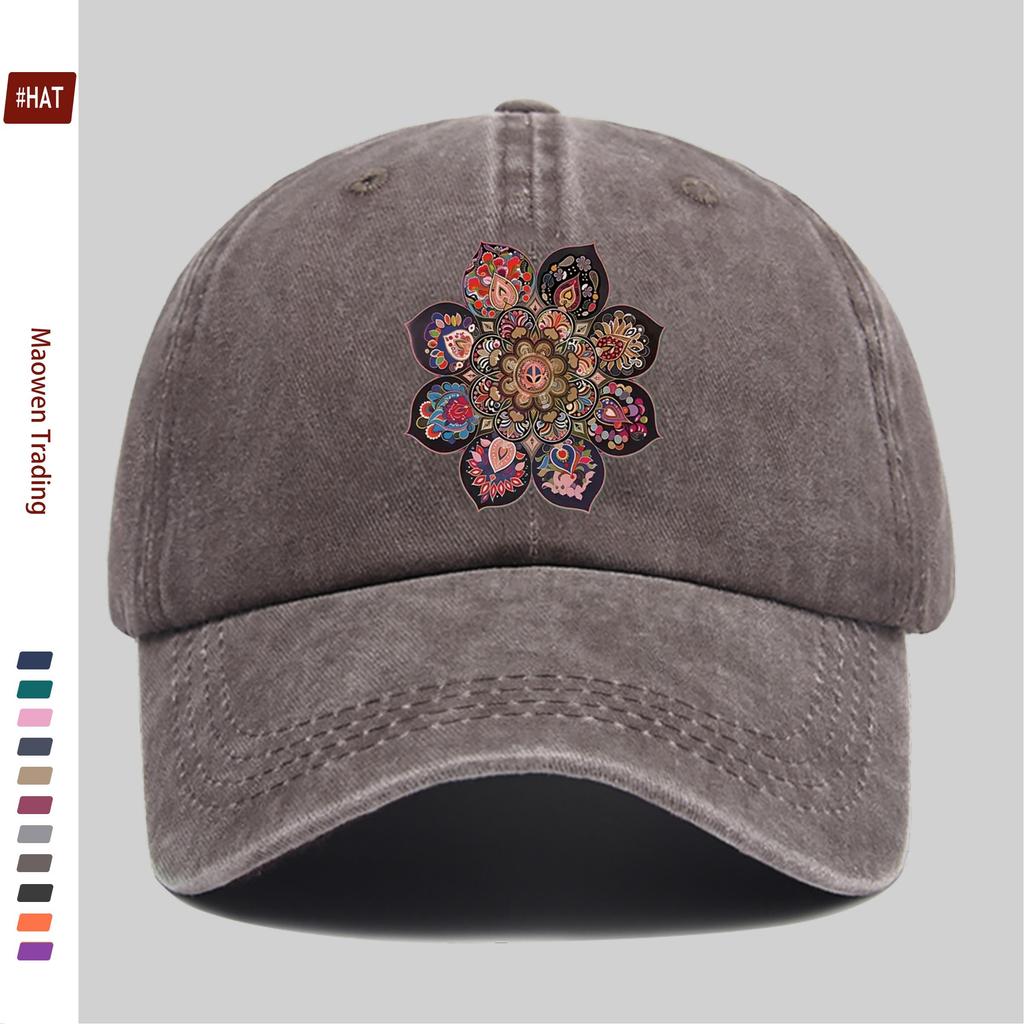 Pc Vintage Paisley Mandala Print Baseball Cap for Women  Men  Adjustable Trucker Hat with Buckle Strap Lightweight Suitable