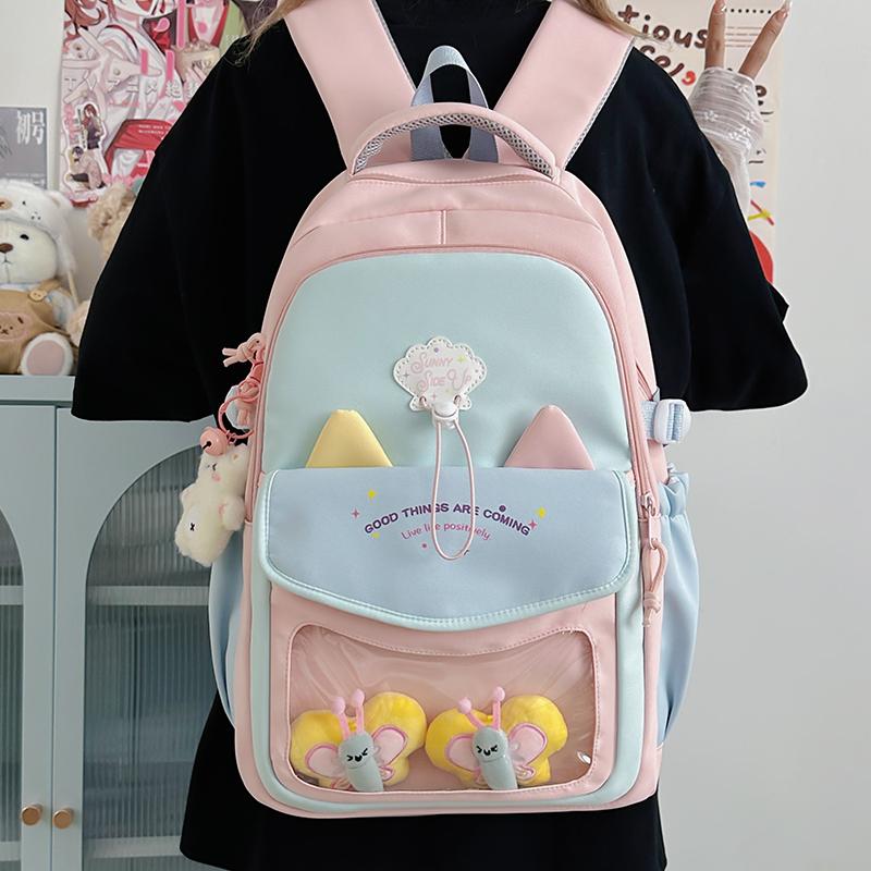 

Large Capacity Lightweight School Bag Women s Backpack синій