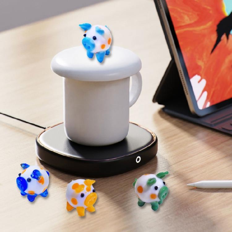 Colorful Glass Pig Figurine Handcrafted Miniature Animal Collectible Ornament for Artistic Display in Homes and Offices