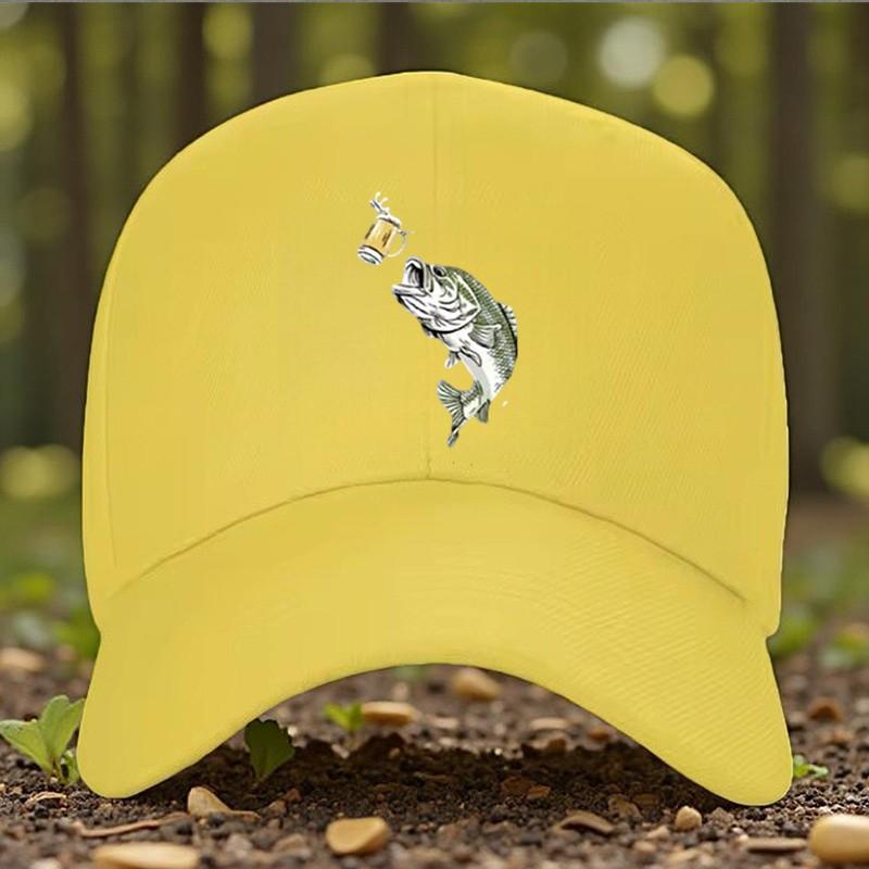 Fish Jumping For Beer Adjustable Baseball Cap Outdoor Casual Unisex Snapback Hat