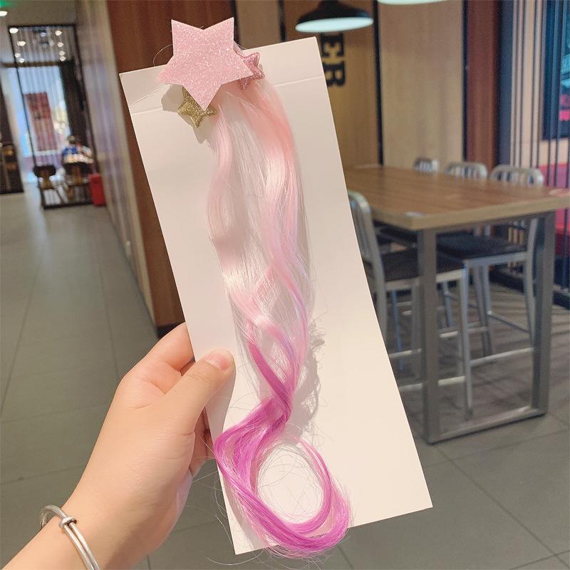 

1 Piece Hair Accessories Princess Cute Gradient Curly Hair Five Pointed Star Wig Girls Hairpins Children Headwear Hair Clips фиолетовый