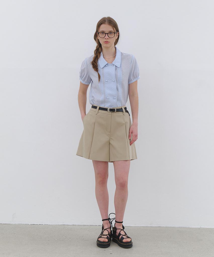 CLUNY Minimal Strap High Waist Shorts - Beige