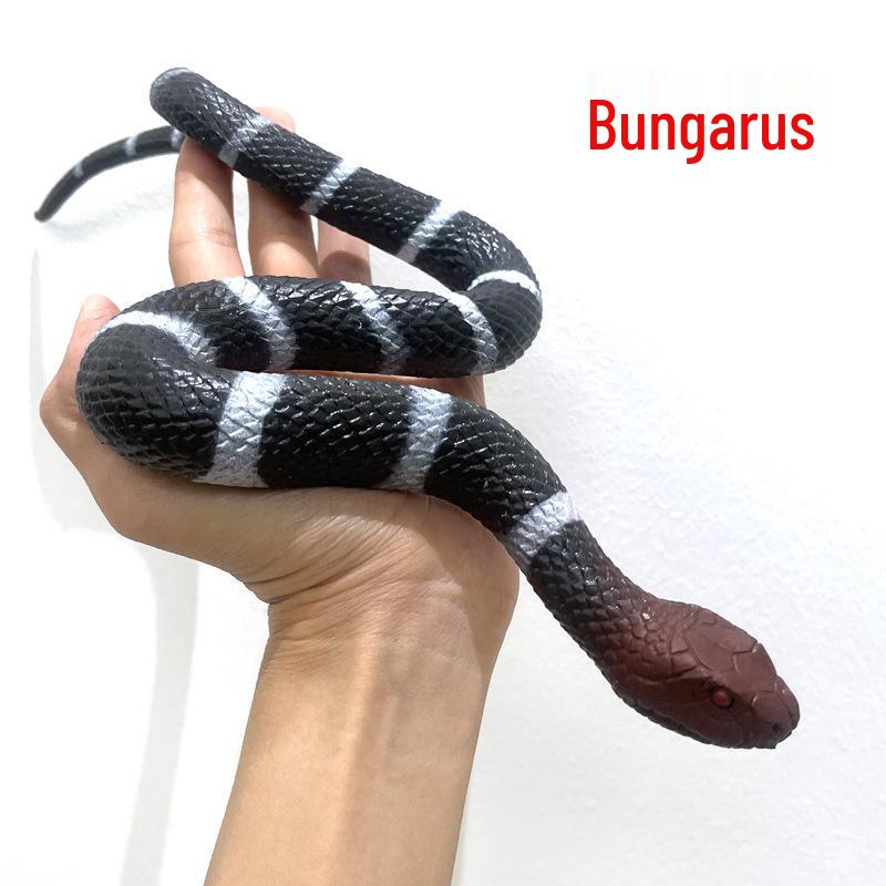 TPR Soft Rubber Cobra Rattlesnake Model - Golden Python Animal Toy for Halloween Pranks & Decorations
