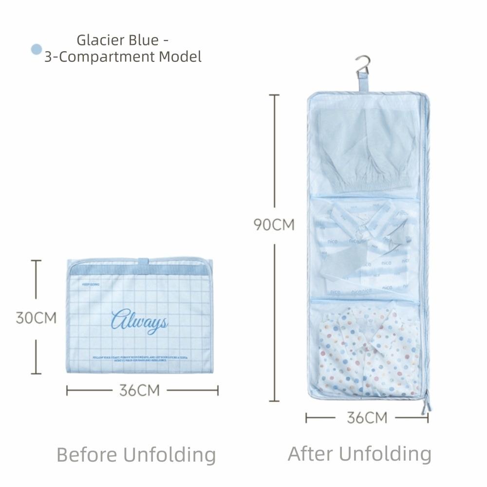 Breathable Underwear Storage Bag Foldable Closet Organizer Bag Hanging Storage Bag Closet Storage Blue-3 Layer
