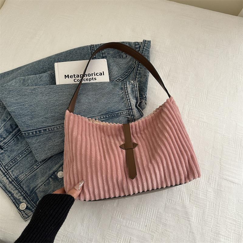 New Commuter Bag Women's Simple Casual Tote Bag Large Capacity Shoulder Bag Women's Corduroy Women's Bag Versatile
