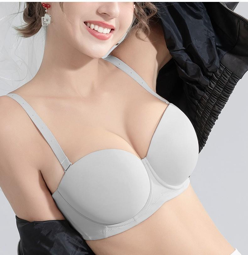 Strapless underwear women's non-slip gathering seamless large chest anti-sagging tube top wedding dress large size bra cover