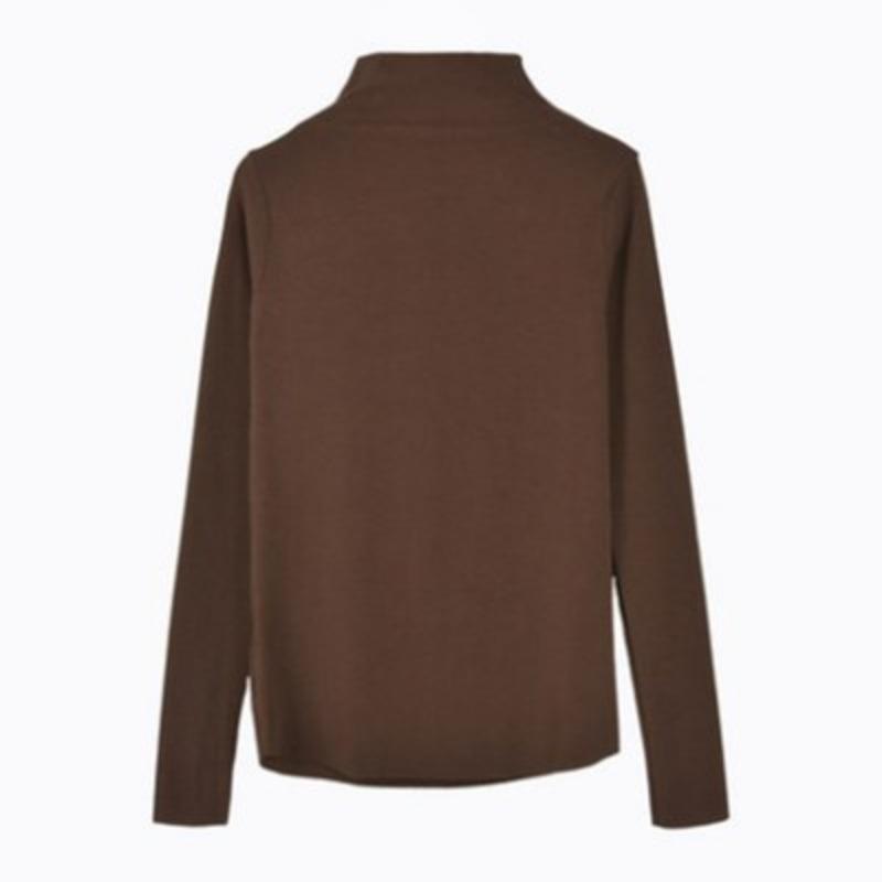 Autumn Decoration Long-sleeved T-shirt for Women Solid Color Top Korean New Style Women's Half-high Neck Base Shirt for Women