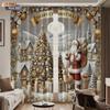 2 Christmas Tree Santa Claus Print Perforated Blackout Curtains Various Size Living Room Insulation Decoration Machine Washable