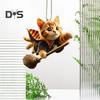 Cat Shaped Pendant Car Rearview Mirror Ornament with Lanyard Easy To Hang Realistic Looking Acrylic Christmas Hanging Decoration