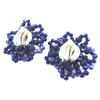 Lily-Crystal [P4430] - Blue 'Callas' Artisan Ear Clips - 4.5 Cm