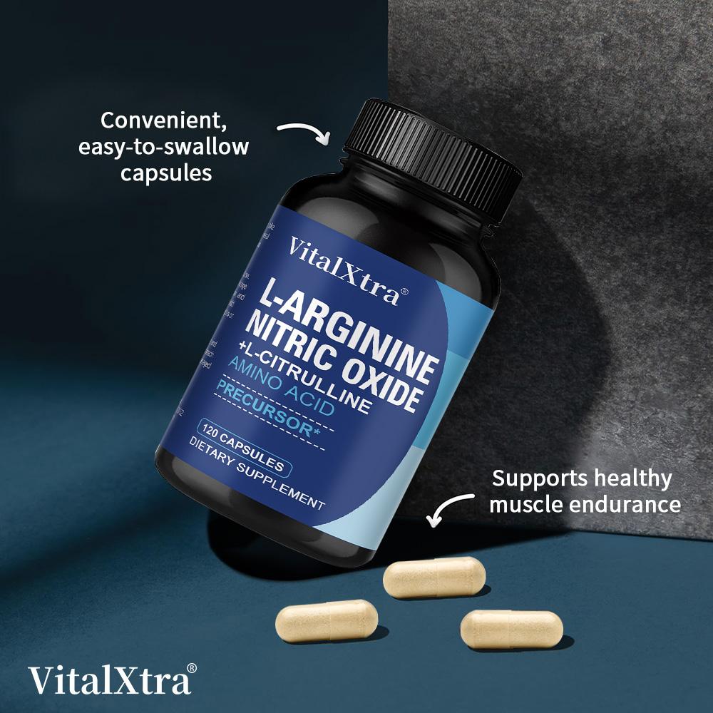 L-Arginine, Nitric Oxide, and L-Citriline Supplement, 120 Capsules
