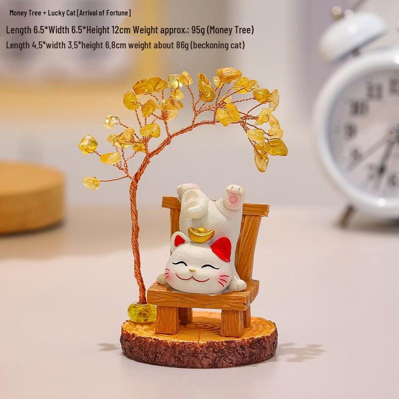 Lucky Cat Crystal Money Tree Ornament