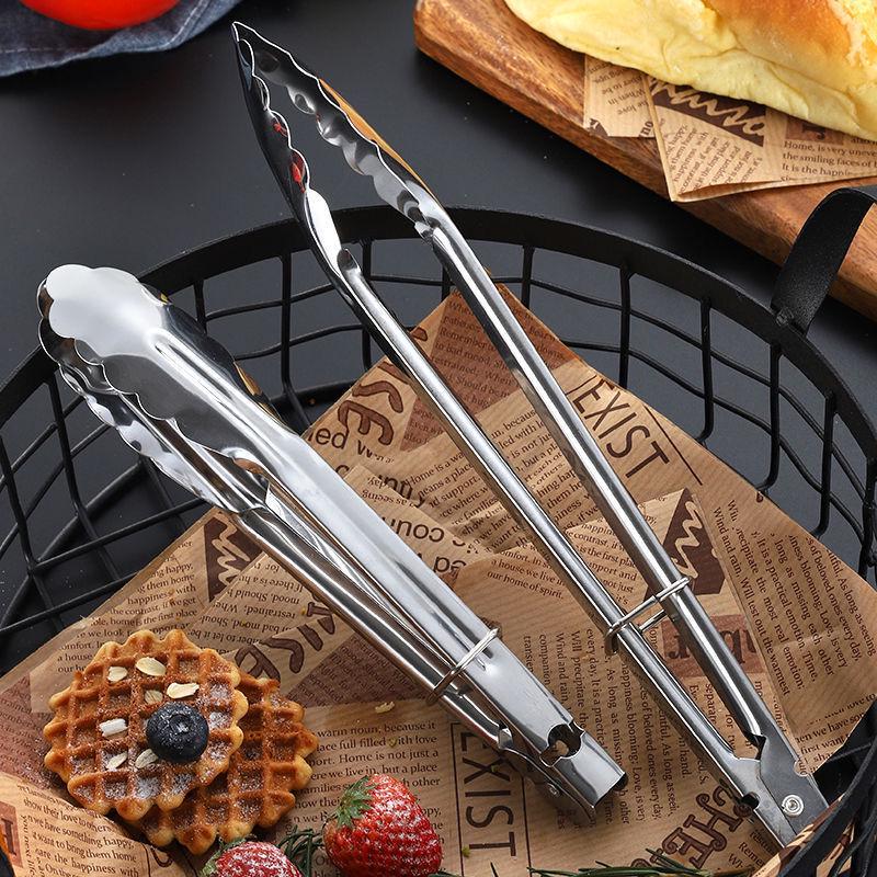 Stainless Steel Grilling Tongs for Teppanyaki, Frying, BBQ, and Fish.