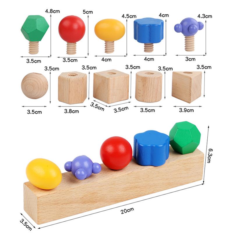 Kid Wooden Screw Matching Game Montessori Parish Toy Nut Bolt Disassembly Fine Motor Skill Shape Color Sensory Educational Toy