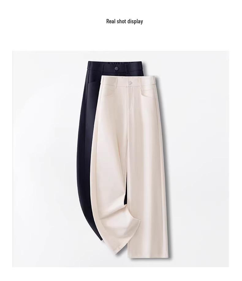 2025 Gray Women's Slim-Fit Wide-Leg High-Waisted Pants - This Year's Hot Spring/Autumn Style