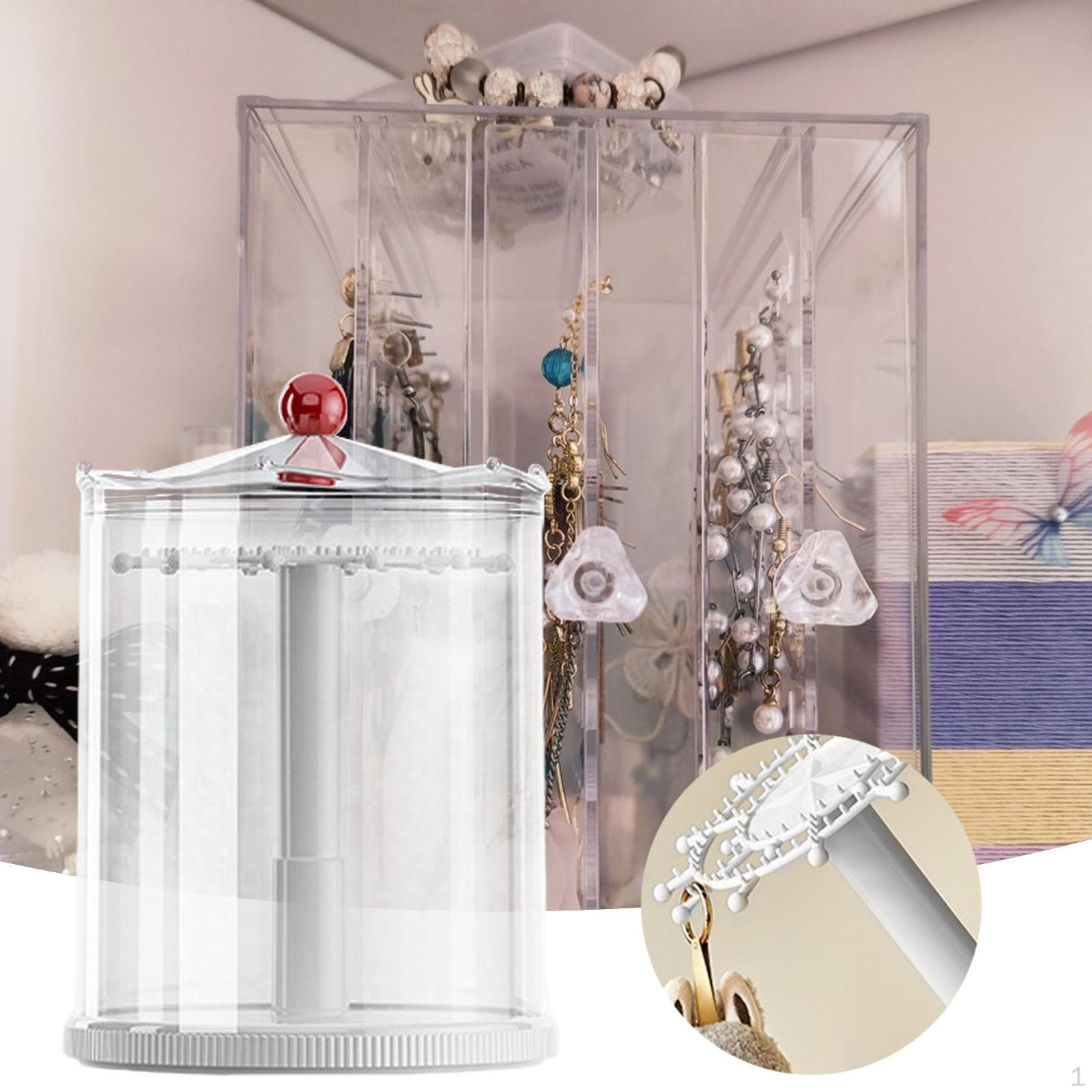 

Display Case for Dolls Box Collectibles Rotating Toys Countertop All Round Storage Cream White