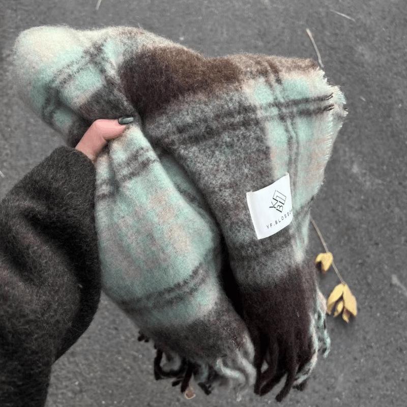 North thickened warm scarf soft waxy couple shawl winter high sense solid color versatile fringed scarf women