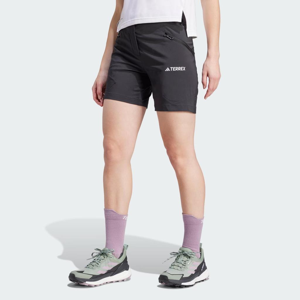 adidas Terrex Xperior Mid Shorts Solid Color Logo Straight Leg Sports Shorts Women Shorts Black IP4832