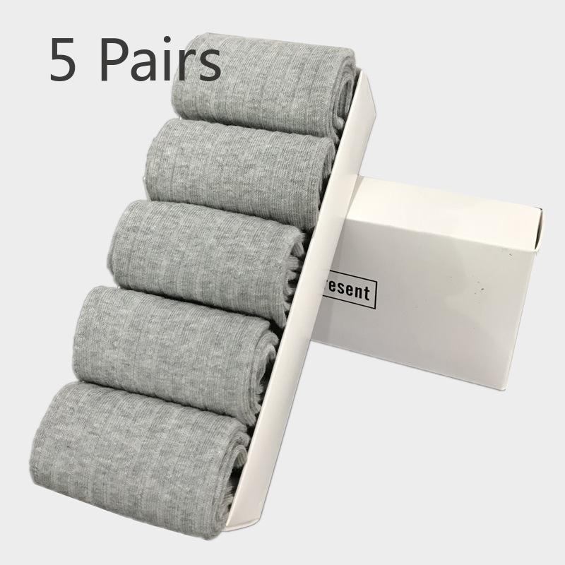 5 Pairs of Men's Spring and Autumn Striped Cotton Box Commercial Tube Socks