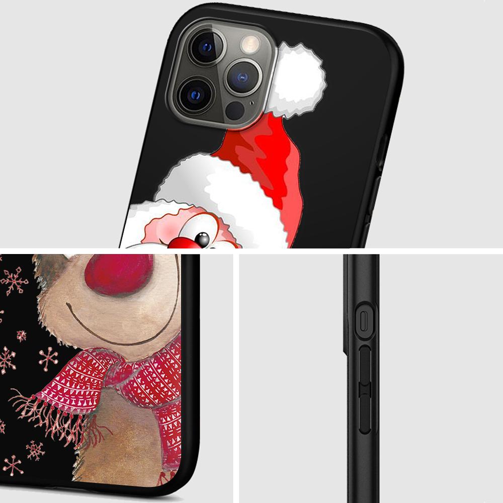 Phone Case for Apple iPhone 14 11 13 Pro Max 12 Mini XR 7 8 + SE 2020 XS 6 6s Plus 5 5s Christmas New Year Gifts Elk Snow Cover