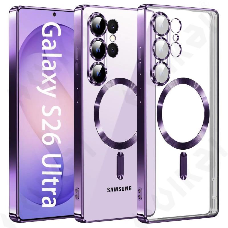 Custodia per Samsung S26 Ultra Trasparente Antiurto Sottile Magnetica Protettiva per Telefono Magnete Ultra Forte Cover Posteriore Anti-Ingiallimento