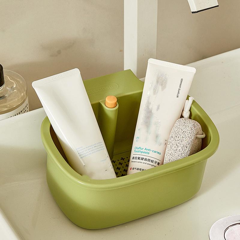 Kitchen Drain Basket Square Shape Sink Hanging Filter Adjustable Automatic Dumping Basket Sponge Brush Fruit Vegetable Rack