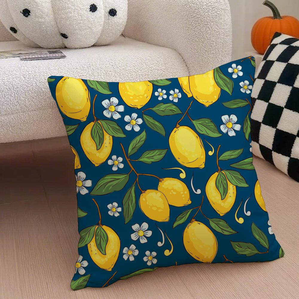 Fresh Vibrant Textile Pattern FFruit Print Art Cushion Cover Throw Pillow Cover Hidden Button Durable Polyester Chair Cushion