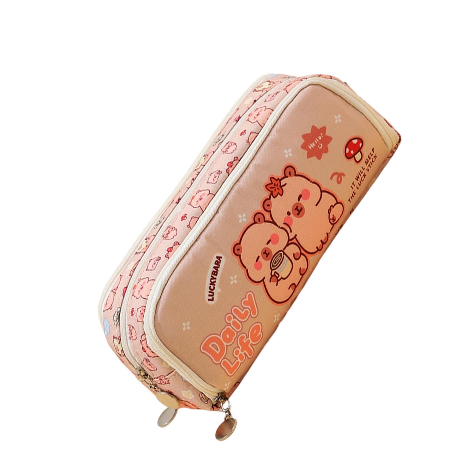Large Pencil Case Multi Compartments High Capacity Pencils Bag Canvas Pen Pouches Travel Makeup Bag for Office School