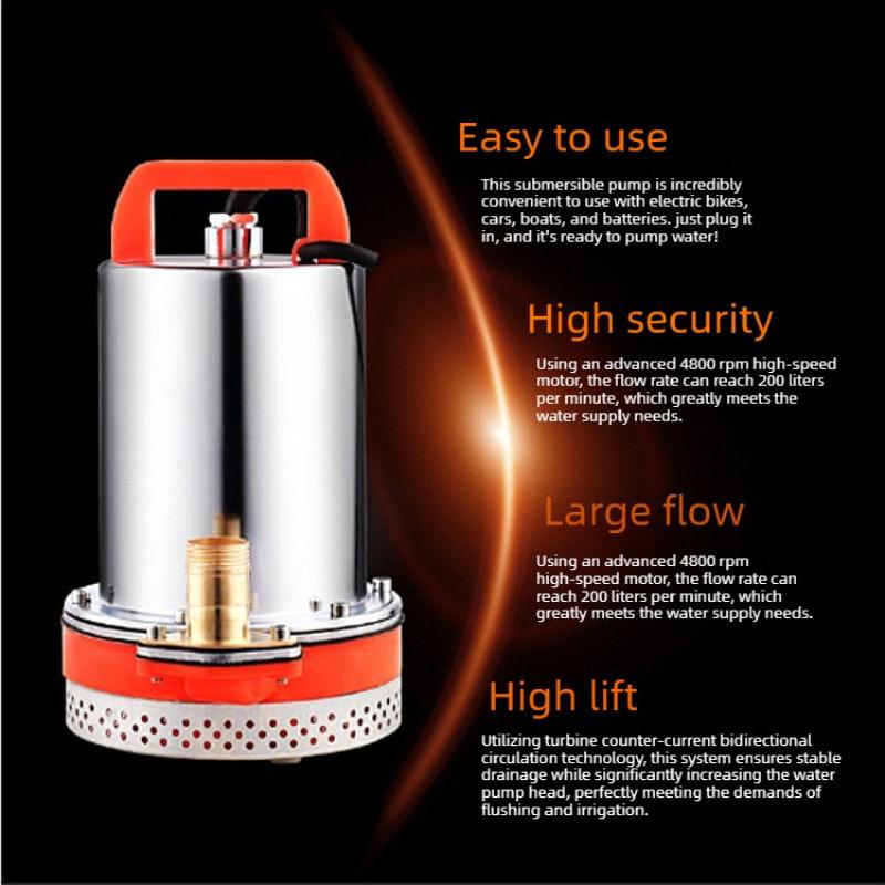 12V/48V Household Mini Portable Electric DC Submersible Pump Small Boats Stainless Steel Storage Battery Water Pump
