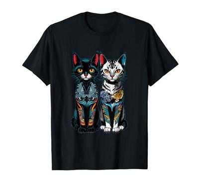 Tattoo Samurai Cat Japanese Dragon and Tiger Aesthetics T-Shirt