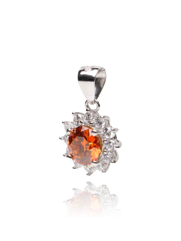 Bien Vetu Orange Moissanite Pendant 1 Carat Floral 499