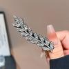 Vintage Elegant Alloy Wheat Ear Hairpins Crystal Embellished Leaf-Shaped Hair Clips Solid Color Duckbill Ideal for Valentine'S Day Gift