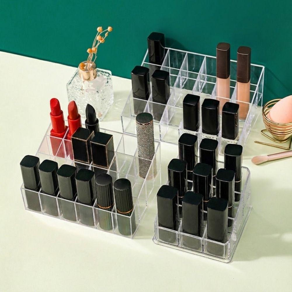 New 9/24/36 Grid Lipstick Storage Box Clear Large Capacity Lipstick Case Save Space Acrylic Lipstick Display Stand Home