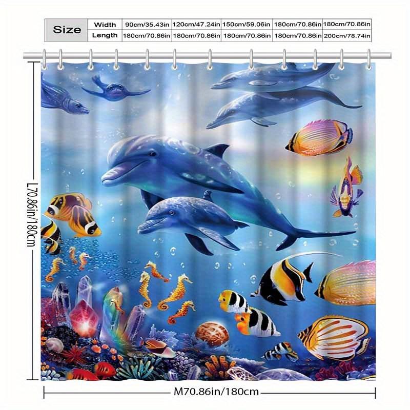 Vibrant Ocean Life Waterproof Shower Curtain For Bathroom Decor, Featuring Dolphins, Tropical Fish, And Colorful Coral Reefs